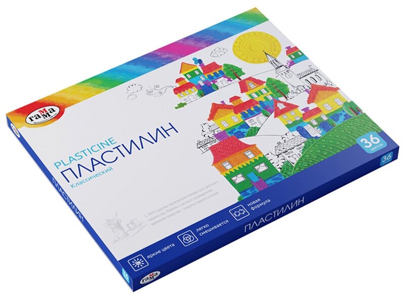 Пластилин Гамма "Классический", 36 цветов, 720г, со стеком, картон. упаковка (2 шт)