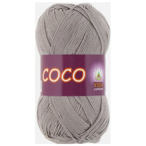 Пряжа хлопковая Vita Cotton Coco (Вита Коко) - 1 моток, 4333 серый, 100% мерсеризованный хлопок 240м/50г