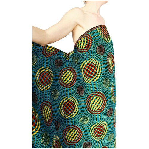 Ткань для шитья и рукоделия хлопковая/этнический африканский принт для одежды, платьев, костюмов, декора, пэчворка / 1,2х4 метра 140 гм2