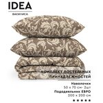 Комплект постельных принадлежностей IDEA из перкаля (пододеяльник на молнии 200х200 см + 2 наволочки 50х70 см), 100% хлопок - изображение