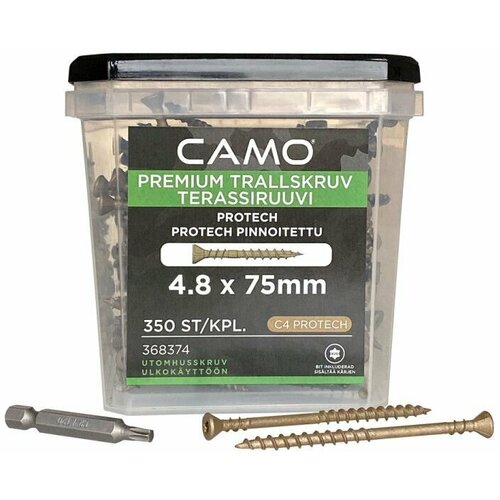 Саморезы Camo 75*4,8мм C4 T20 350шт PREMIUM DECKING SCREW PROTECH , углеродистая сталь, полимерное покрытие