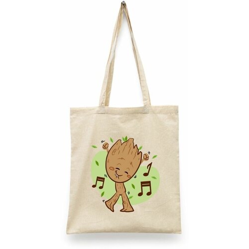 фото Сумка-шоппер унисекс каждому своё "грут/groot/стражи галактики" черная