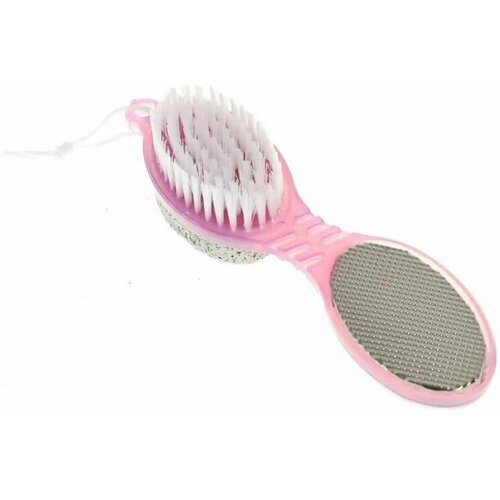 Педикюрная щетка для стоп 4 в 1 / Многофункциональная щетка-терка для ног, розовый / Пемза