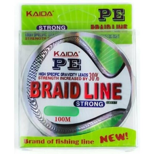KAIDA Плетеный шнур BRAID LINE strong зеленая 100m 0,20 мм 13.7кг плетенка kaida braid line