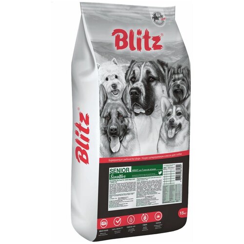 Blitz Sensitive Adult Senior 15 кг сухой корм для взрослых собак всех пород старше 7 лет