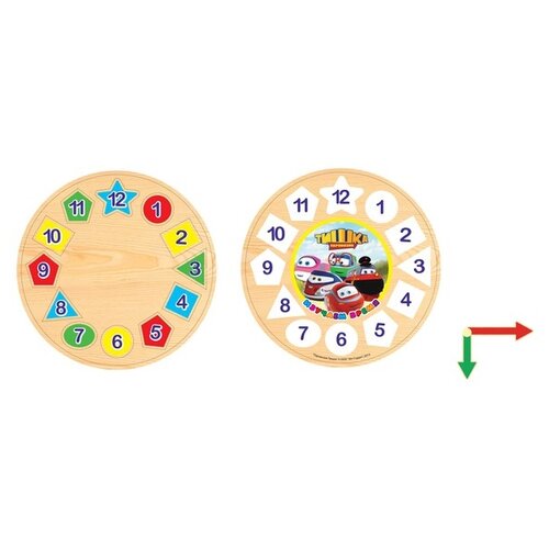 фото Пазл "тишка паровозик. часы с геометрией и цифрами" чудо-дерево