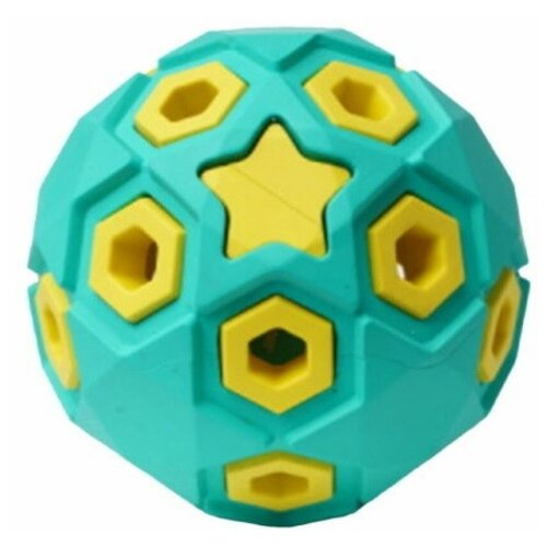 HOMEPET SILVER SERIES Ф 8 см игрушка для собак мяч звездное небо бирюзово-желтый каучук