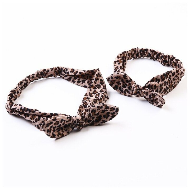 Набор повязок для мамы и дочки Leopard print