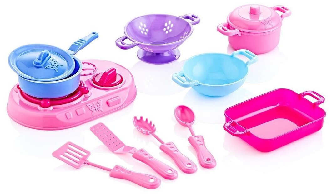 Набор детской игрушечной посуды с плитой (12 предметов) GUCLU