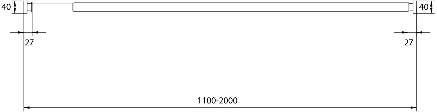 Карниз для ванной комнаты, 110-200 см, белый, IDDIS, 010A200I14