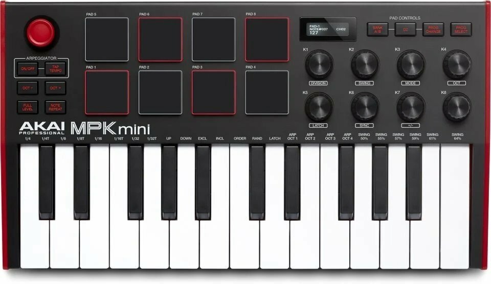 MIDI-клавиатура AKAI MPK Mini MKIII черный/красный