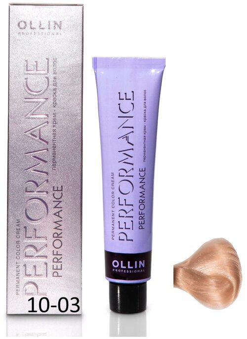 OLLIN Professional Performance перманентная крем-краска для волос, 10/03 светлый блондин прозрачно-золотистый, 60 мл