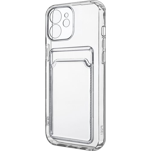 Прозрачный чехол на iPhone 12 c карманом для карт, противоударный с защитой камеры
