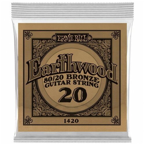 Струна одиночная для акустической гитары ERNIE BALL 1420 Earthwood 80/20 .020