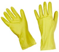 Перчатки HouseHold Gloves латексные с хлопковым напылением, 1 пара, размер M, цвет желтый