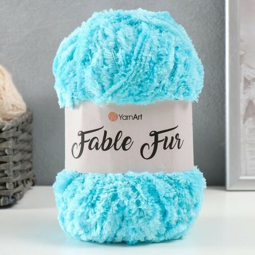 Пряжа Fable Fur 100% микрополиэстер 100м/100гр (975 бирюза)