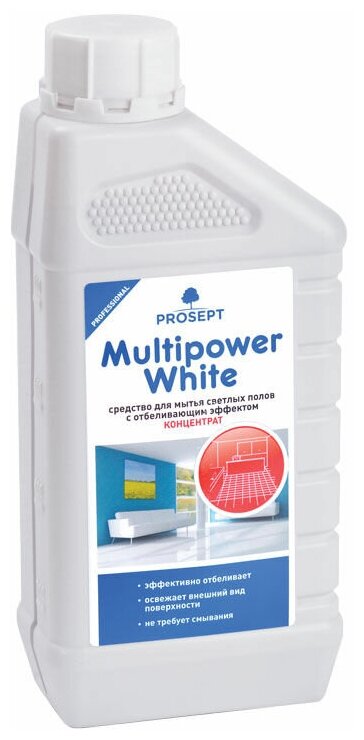 Средство для мытья светлых полов MULTIPOWER WHITE 1л с отб. эфф.