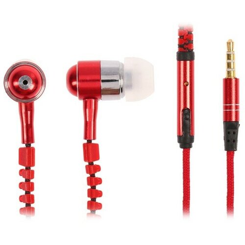 Наушники Luazon Home VBT 110 Молния вакуумные микрофон красные 25600₽