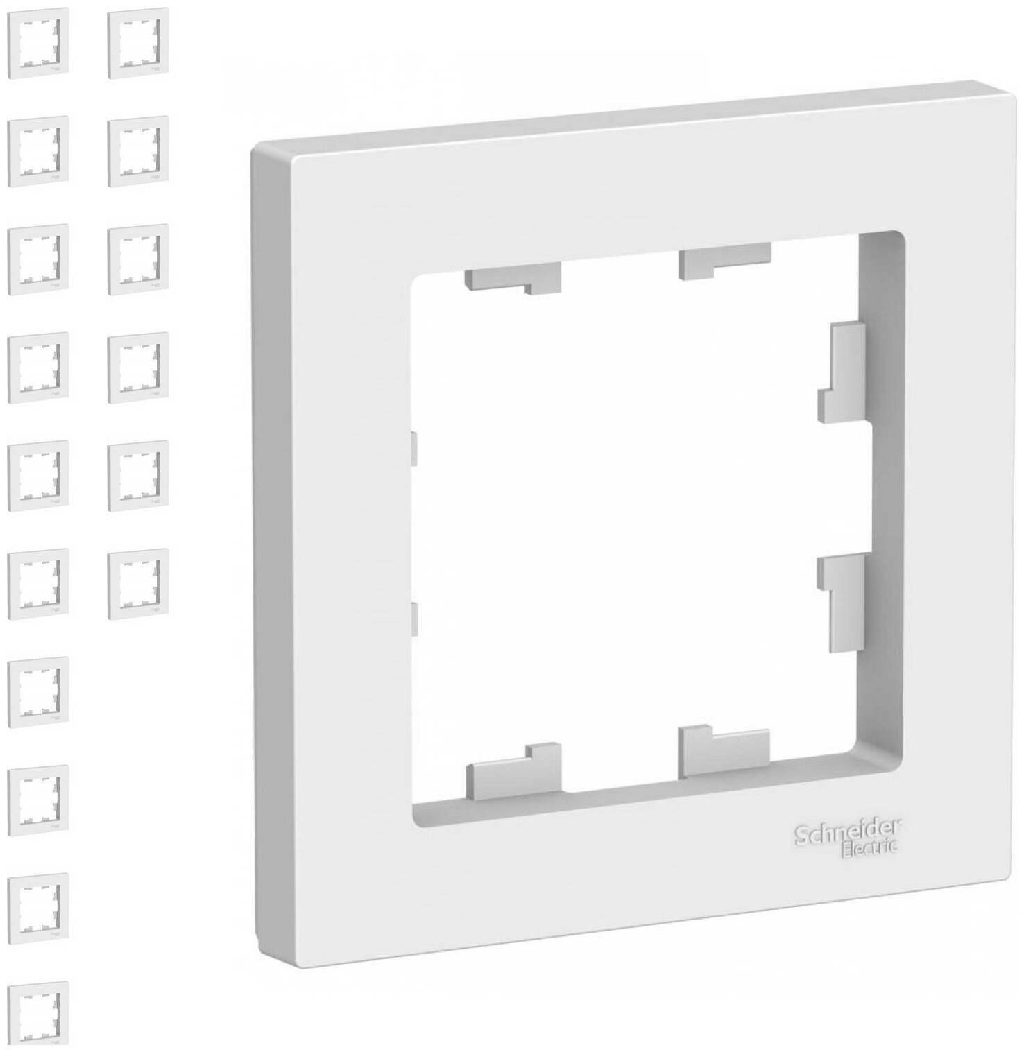 Рамка Schneider Electric AtlasDesign одноместная универсальная белая (комплект из 16 шт) - фотография № 3