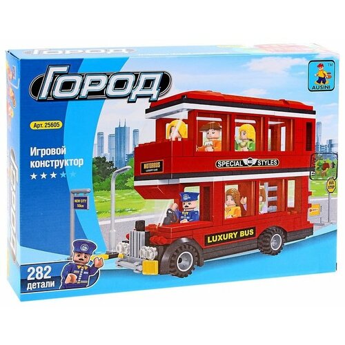 Конструктор Двухэтажный автобус 282 детали Пластиковый Развивающие игрушки