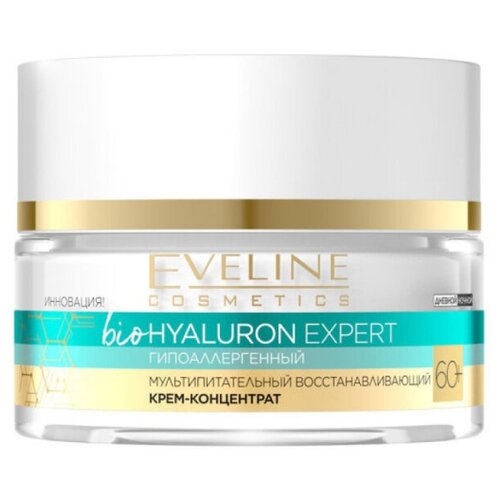 Крем-концентрат с лифтинг-эффектом EVELINE 60+ BioHyaluron, 50 мл eveline cosmetics гипоаллергенный заполняющий морщины крем концентрат biohyaluron expert 50 с лифтинг эффектом 50 мл 3 шт