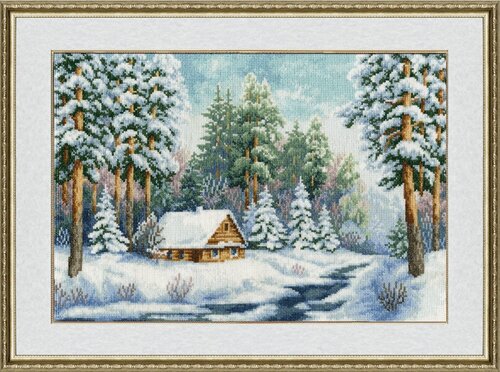 Изображение товара Набор для вышивания Золотое Руно ВМ-011 "Лесная сторожка", вышивка крестом, размер 24 на 35 см, мулине хлопок