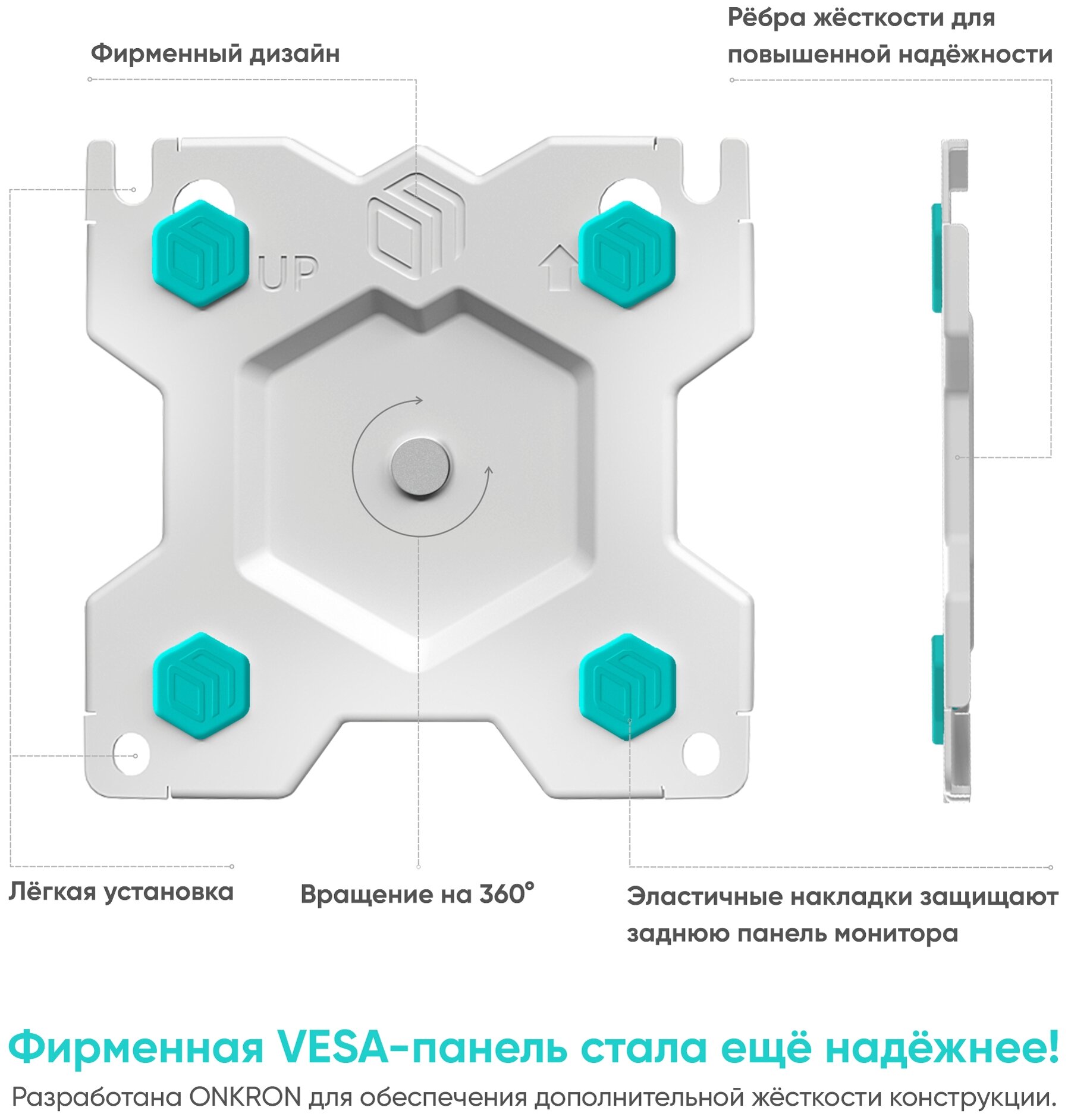 Кронштейн для мониторов ONKRON/ 13-27'' ГАЗЛИФТ макс 100*100 наклон -45?/+90?, поворот +-90°, 2 колена, от стены: до 450мм, крепление к столу 10-85мм, вес до 6.5кг, черный - фото №13