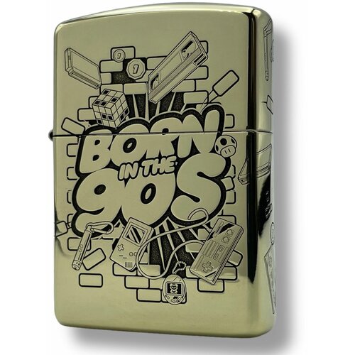 Зажигалка бензиновая Zippo Armor с гравировкой Родился в 90-х бензиновая зажигалка в стиле zippo и сталин герб ссср