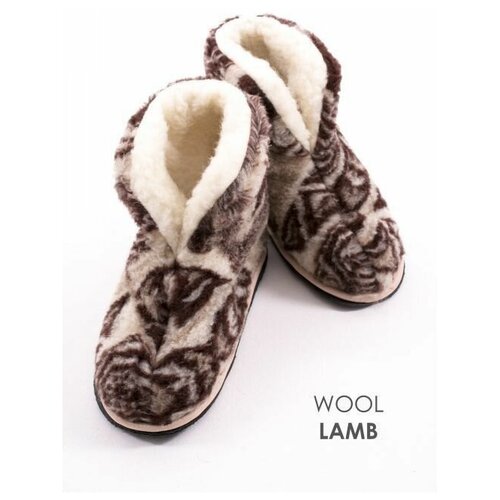 Тапочки Wool Lamb, шерсть, размер 42, коричневый