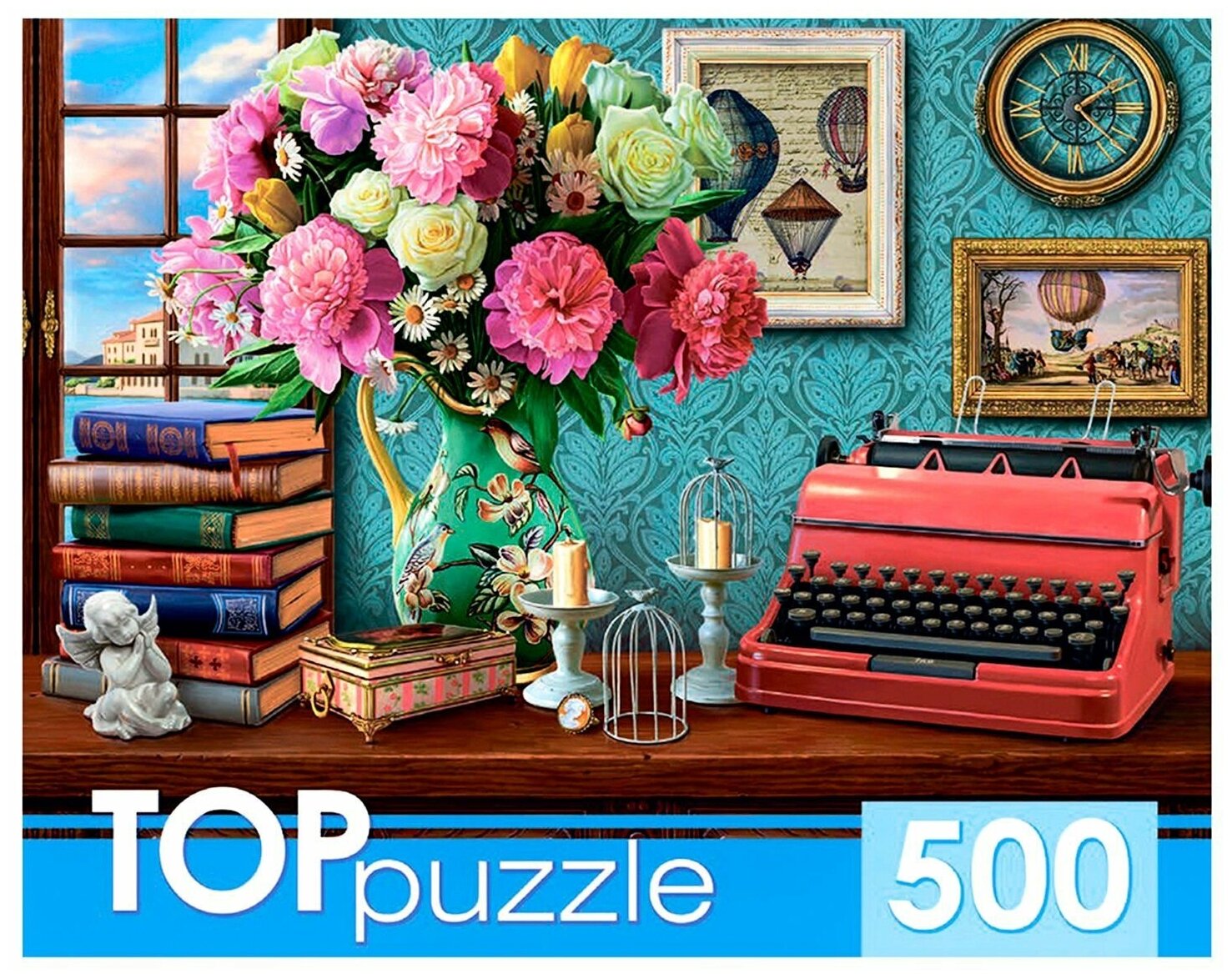 TOPpuzzle-500 "Натюрморт с печатной машинкой" (ХТП500-6828) Рыжий кот - фото №2