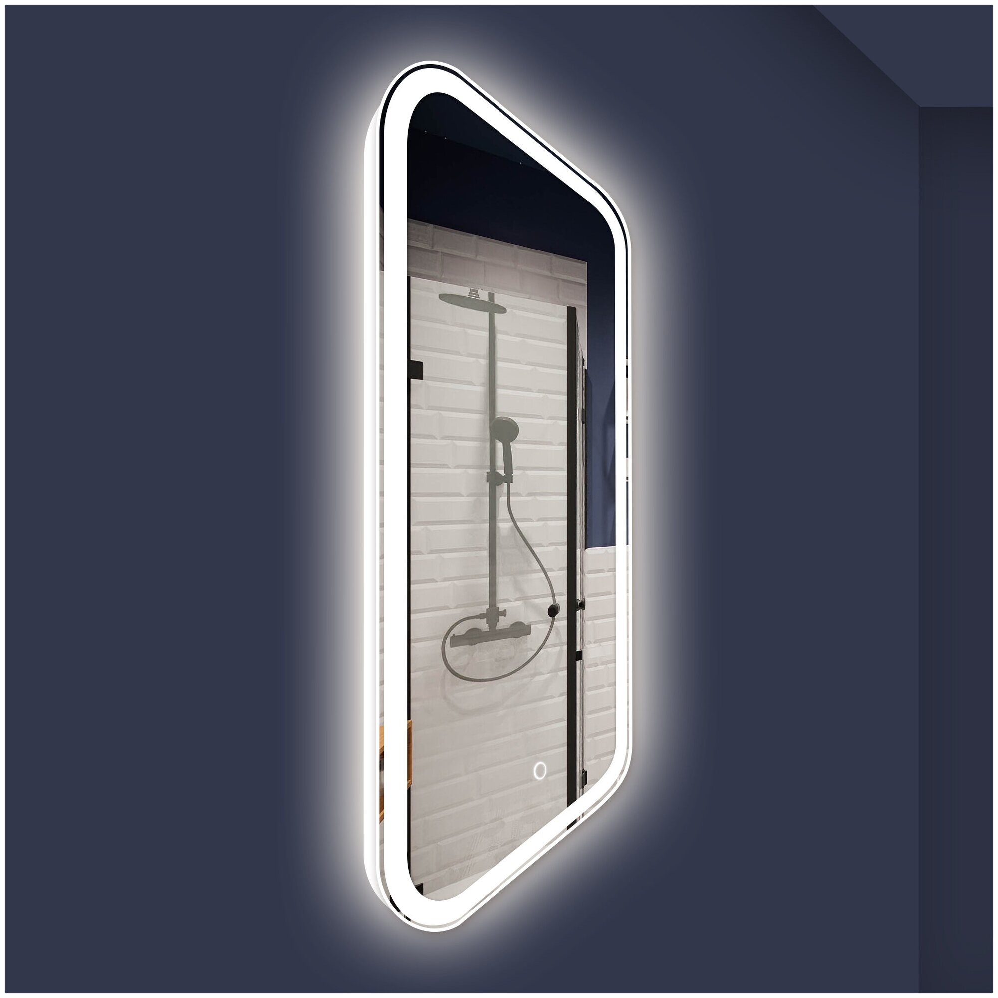 Зеркало "LORENA" в ванную комнату с LED подсветкой, 45 х 80 см, настенное зеркало в прихожую для макияжа, зеркало интерьерное на стену - фотография № 4