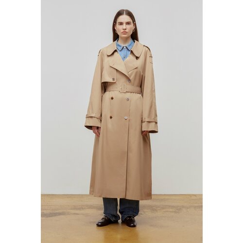 Тренчкот Lesyanebo, демисезонный, оверсайз, размер M, бежевый