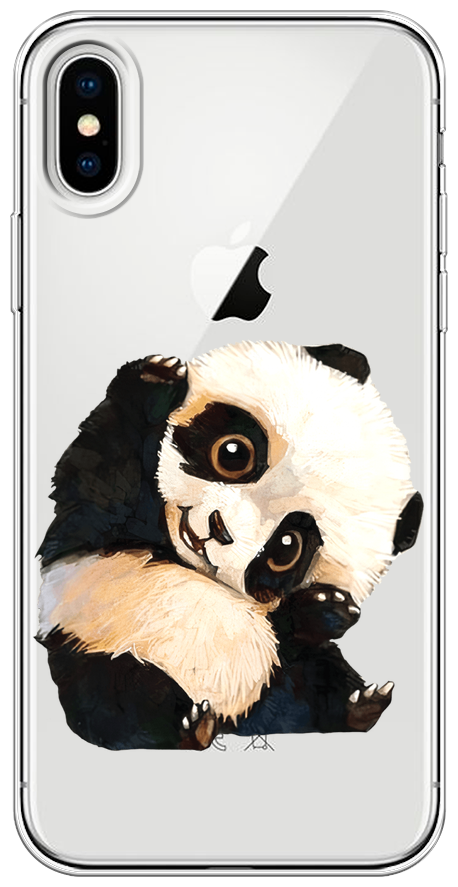 Силиконовый чехол на Apple iPhone X / Айфон X "Большеглазая панда", прозрачный