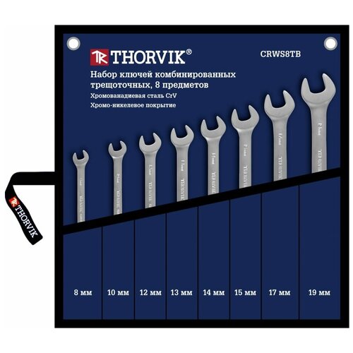 Набор комбинированных трещоточных ключей Thorvik CRWS8TB в сумке, 8-19 мм, 8 пр. 53471