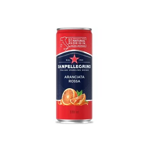 Газированный напиток Sanpellegrino Aranciata Rossa Красный апельсин, 0.33 л, металлическая банка, 24 шт.