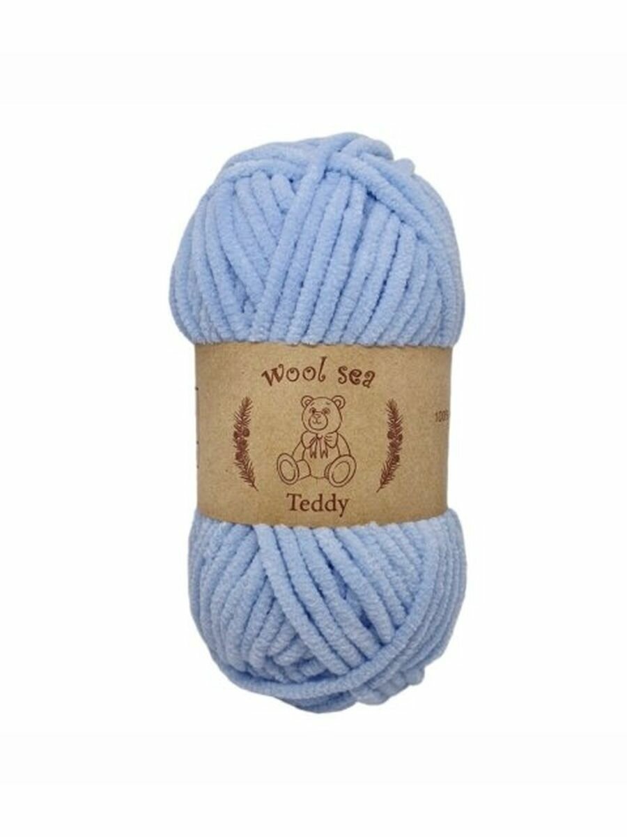 Пряжа Wool Sea Teddy Светло-голубой (60) 1 моток 50 г/55 м (100% микрополиэстер) вул си тедди
