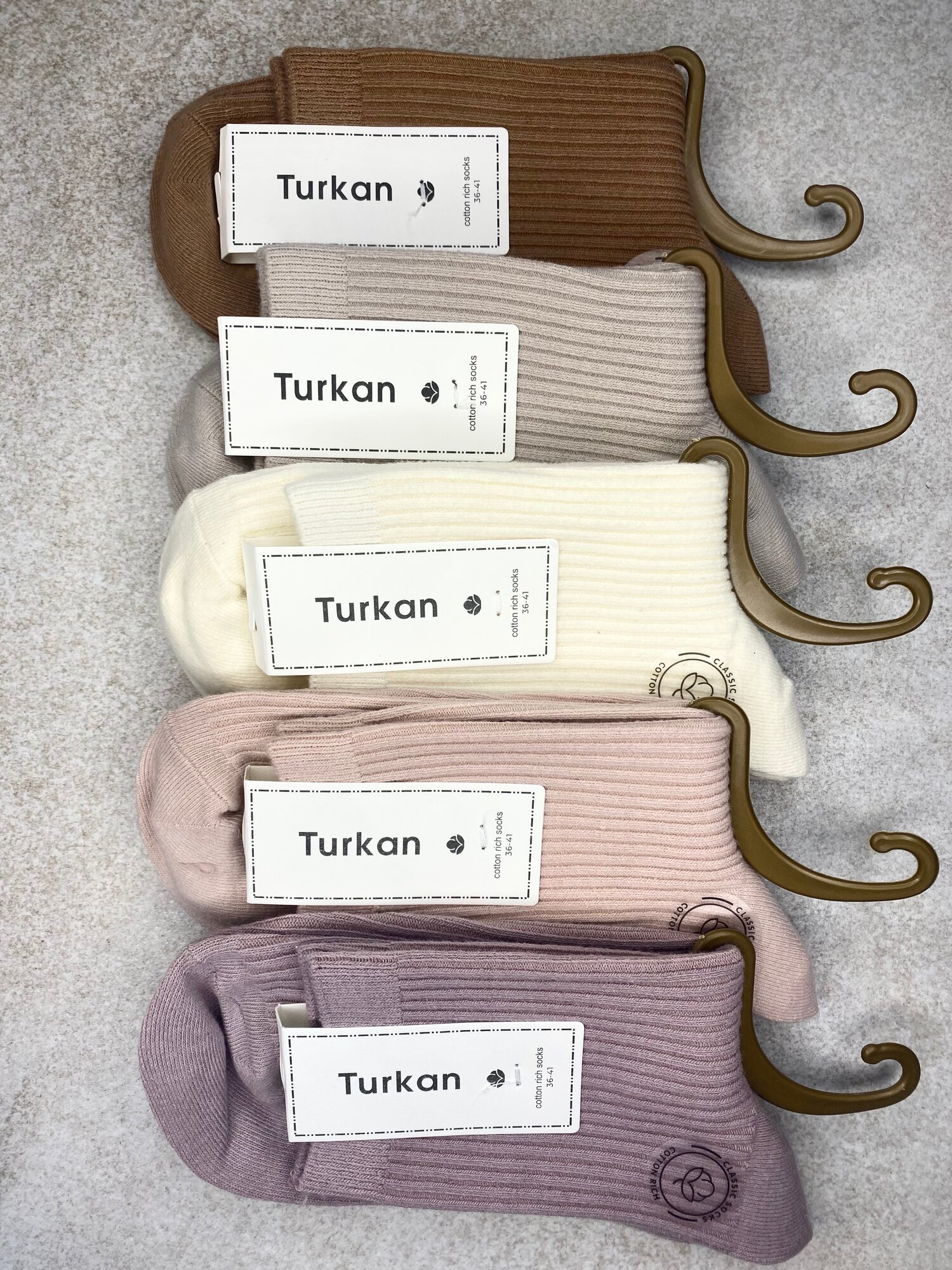Носки Turkan Рубчик, комплект, 5 пар, размер 36-41, коричневый, бежевый, розовый, белый