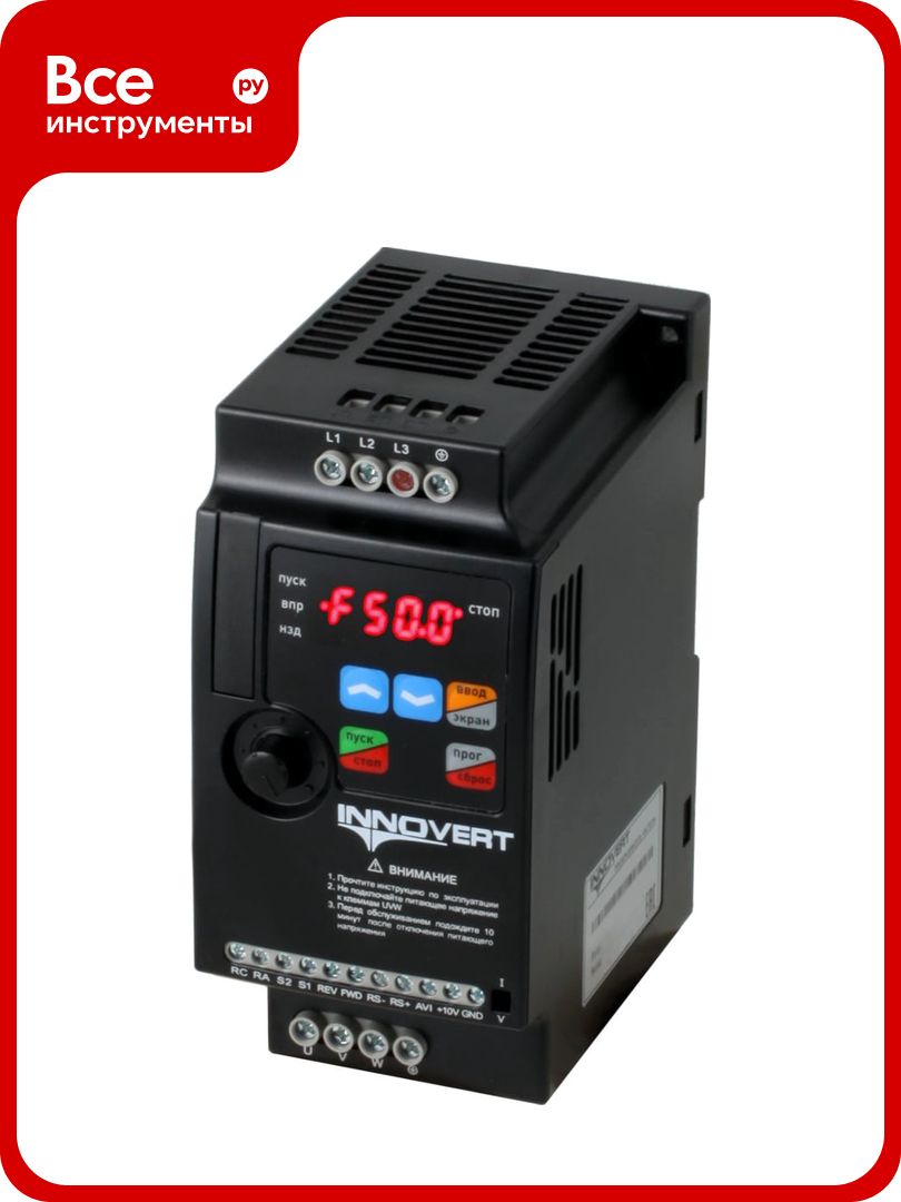 Преобразователь частоты INNOVERT VENT, выходной ток 13 А 3,0 кВт вх: 1 фх220В/вых: 3 фх220В IVD302B21E