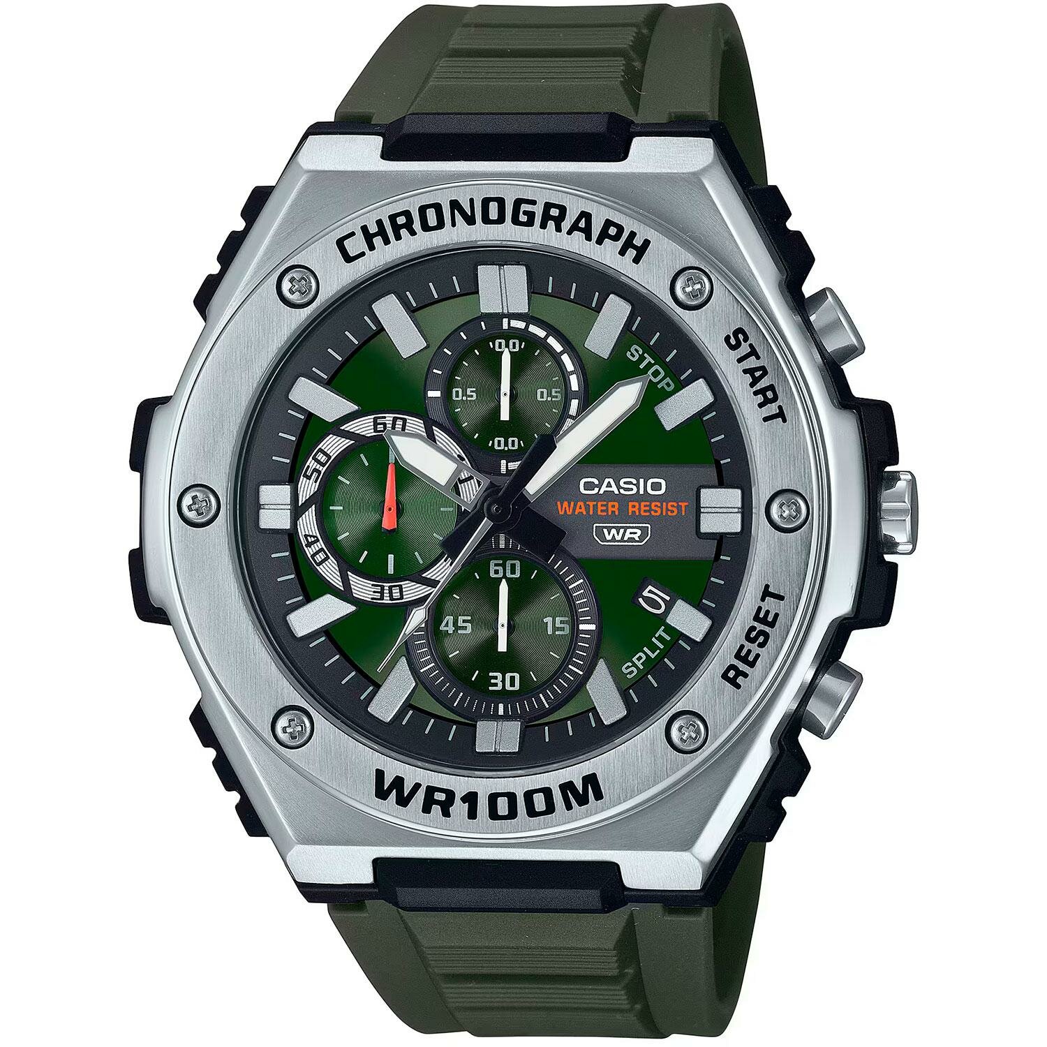 Наручные часы CASIO, серебристый/зеленый