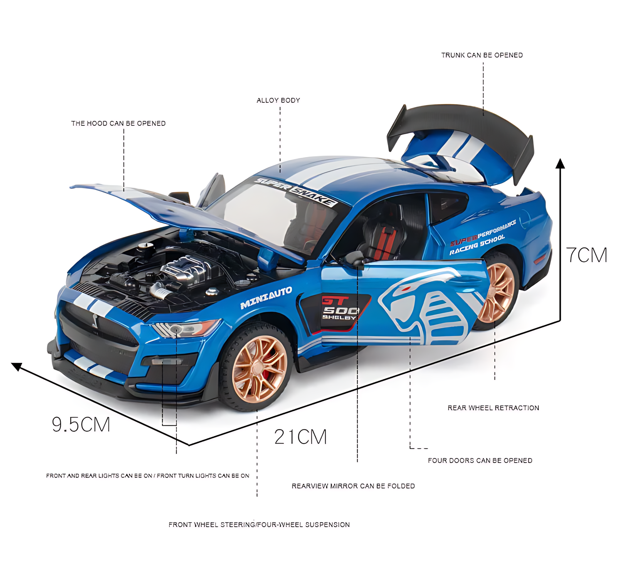 Миниатюрная модель Ford Mustang Shelby GT500, металл, пластик, 1:24