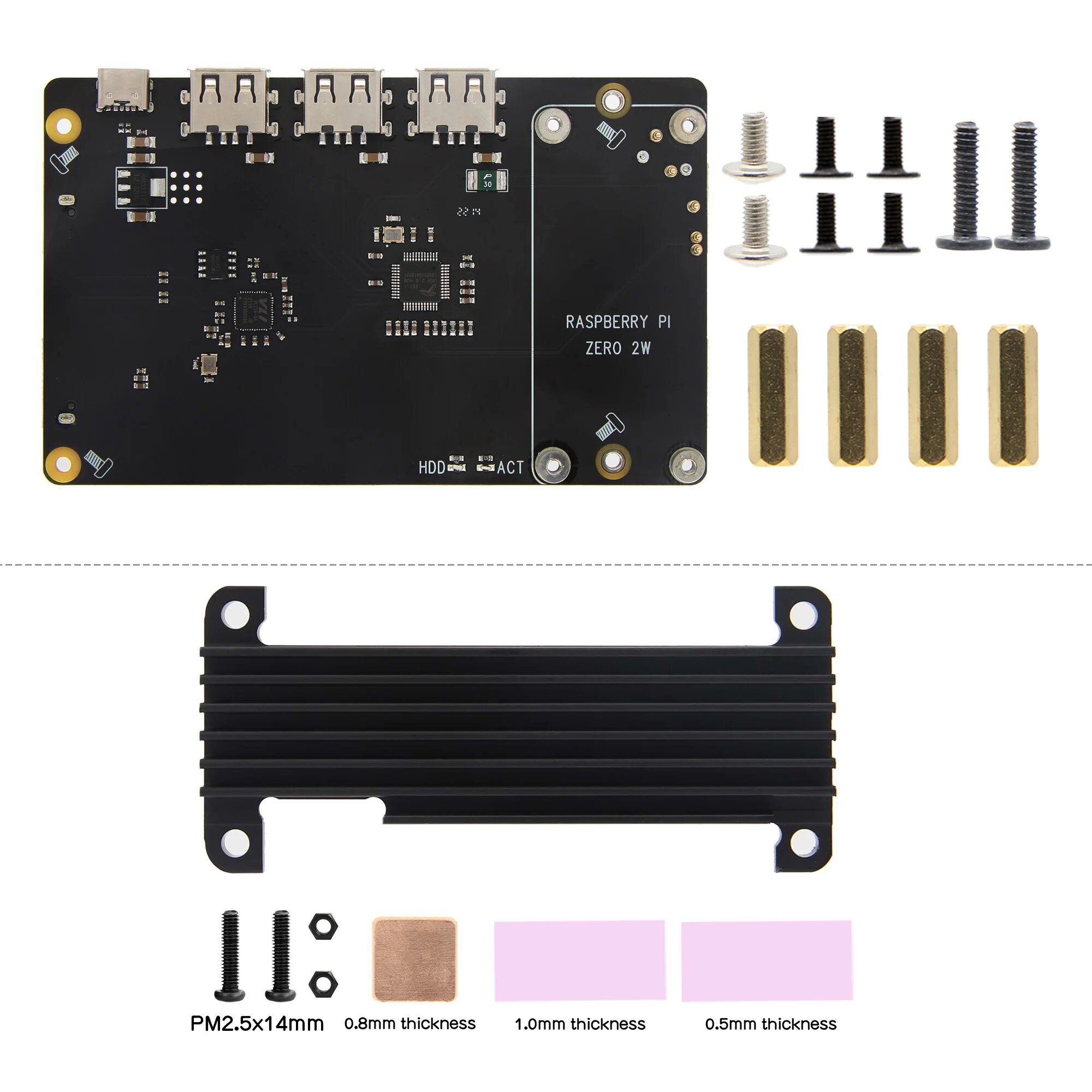 Плата расширения Geekworm X301, 2,5 дюйма, SATA HDD/SSD, только для Raspberry Pi Zero 2 Вт, X301 and Heatsink