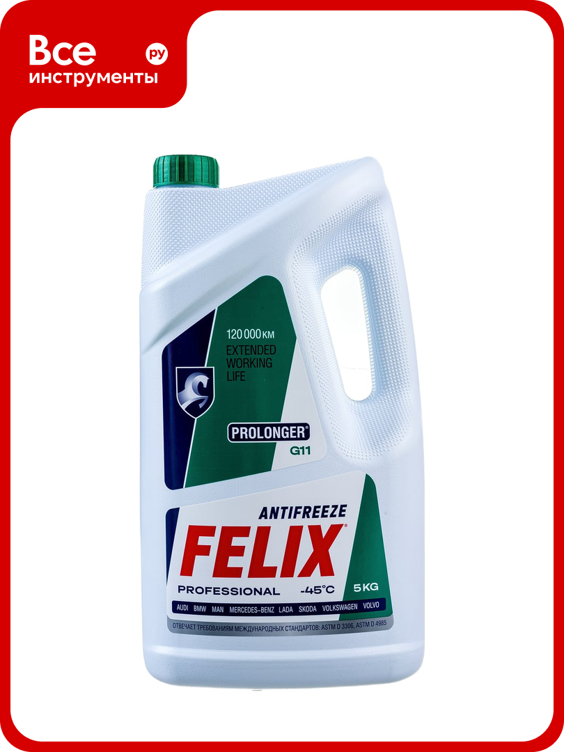 Антифриз FELIX PROLONGER -40град. С G-11 5 кг зеленый 430206031