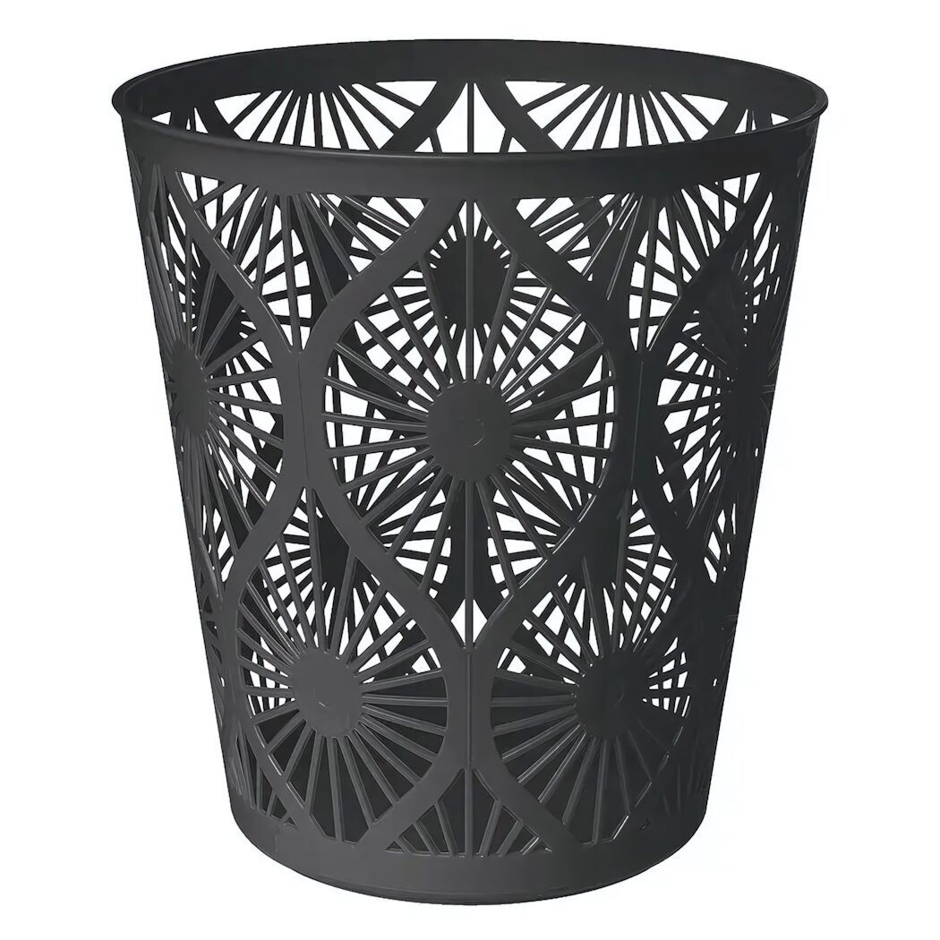 Корзина для мусора 10л черная диаметр 256мм высота 280мм стильный узор