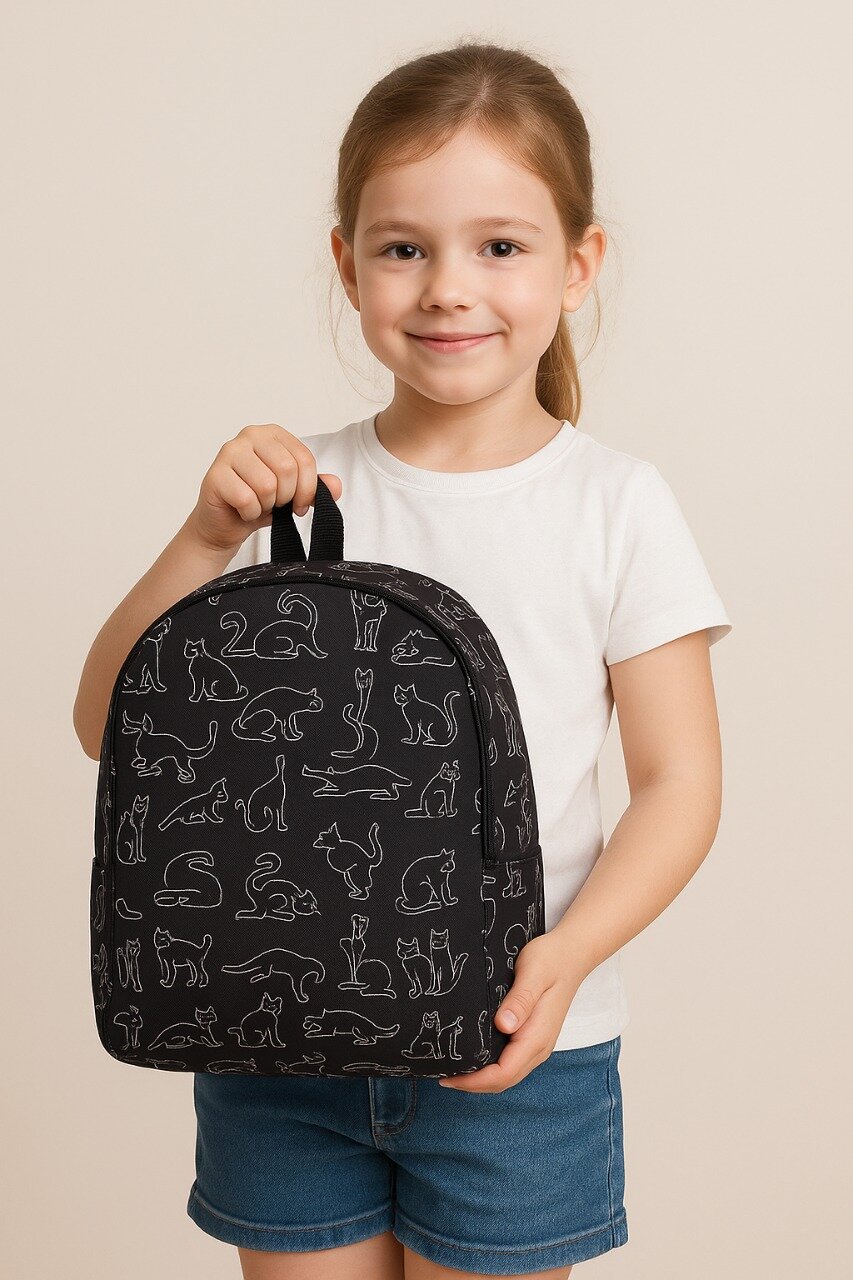 Рюкзак школьный GolD, детский, для девочки и мальчика, ранец школьный, портфель, коты, черный