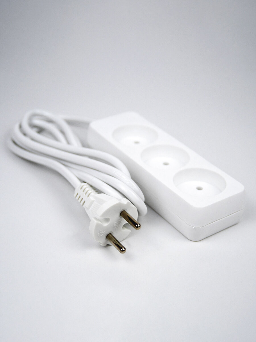 Удлинитель "Extension Socket S-CD-3", 3 розетки, кабель 5 м, белый — фото 1