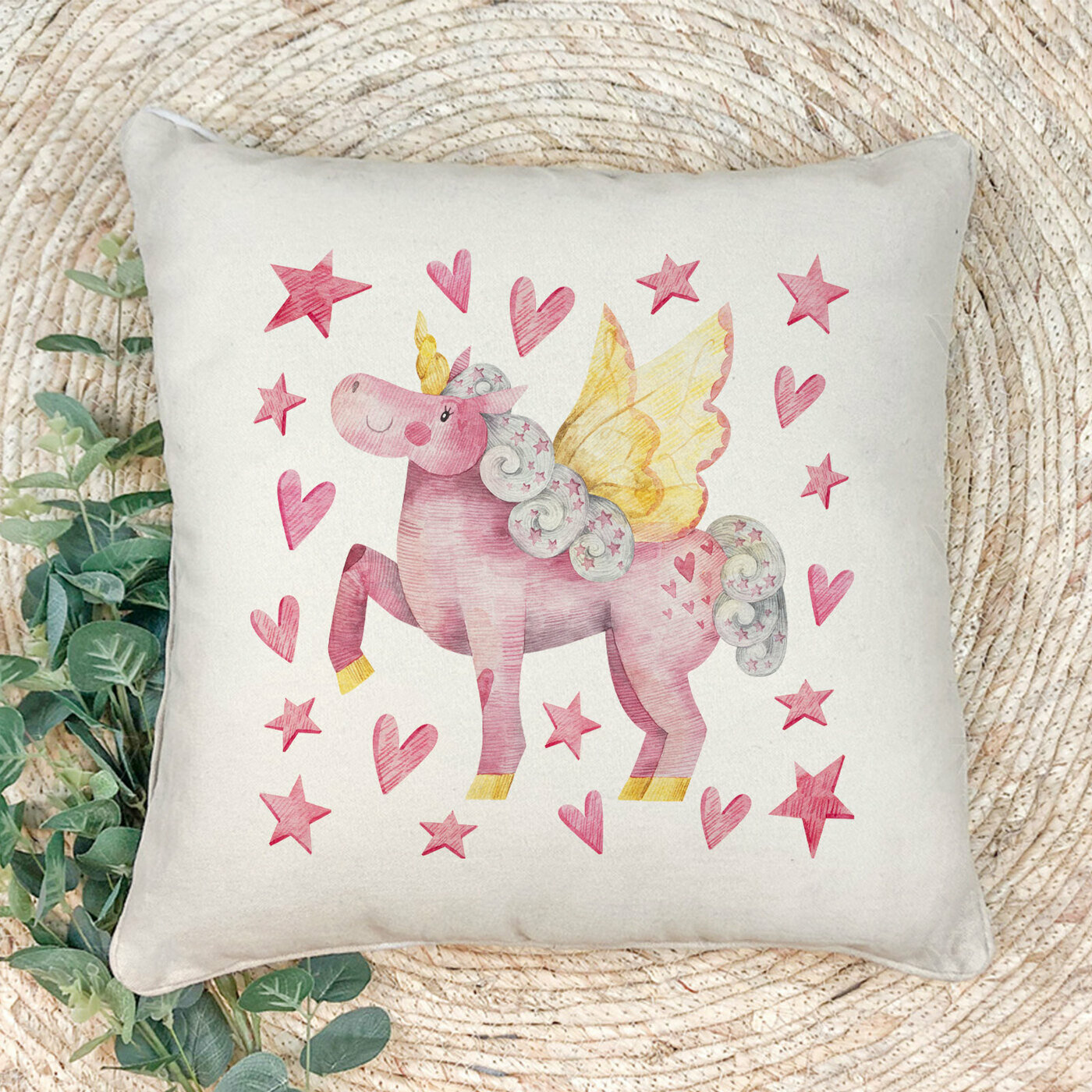 Наволочка для декоративной подушки Gerasim "Легенда о розовом единороге", 41х41 см, эко-ткань хлопок/полиэфир