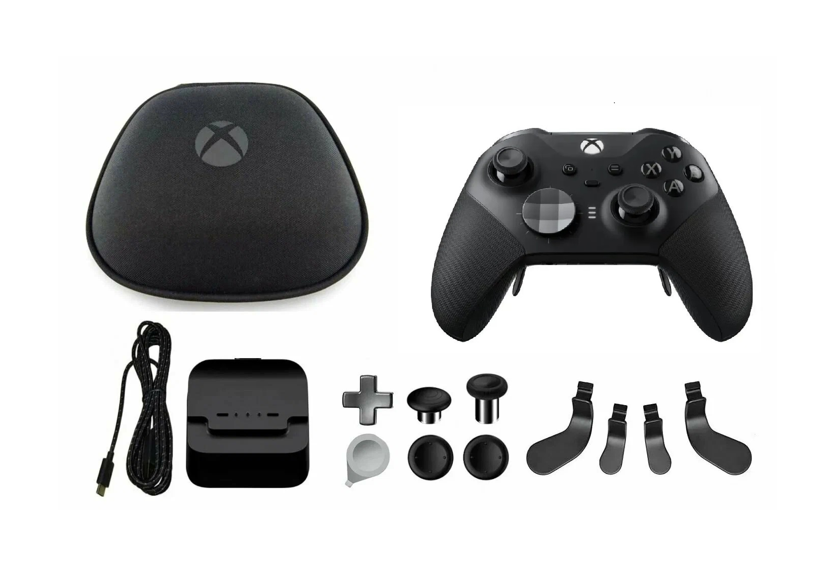 Геймпад для Xbox One S X Series S X Microsoft Wireless Controller Elite Series 2, черно-серый, черный в кейсе + комплект
