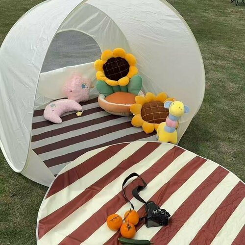 Пляжный зонт 150 см бежевый раскладной ветрозащитный с песочным якорем для пляжа и отдыха 2461₽