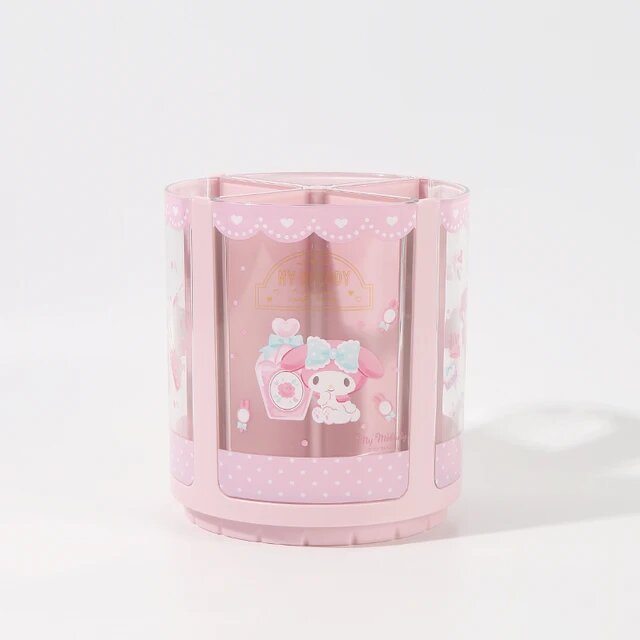 Милая собачка Miniso с корицей, My Melody Cool Lomi, вращающаяся подставка для ручек, мультяшная вместительная коробка для хранения кистей для макияжа.