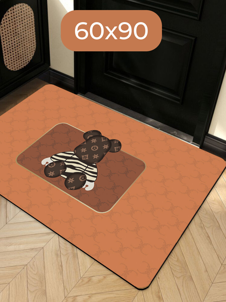 Коврик в прихожую, экокожа, 60x90 см, противоскользящая основа